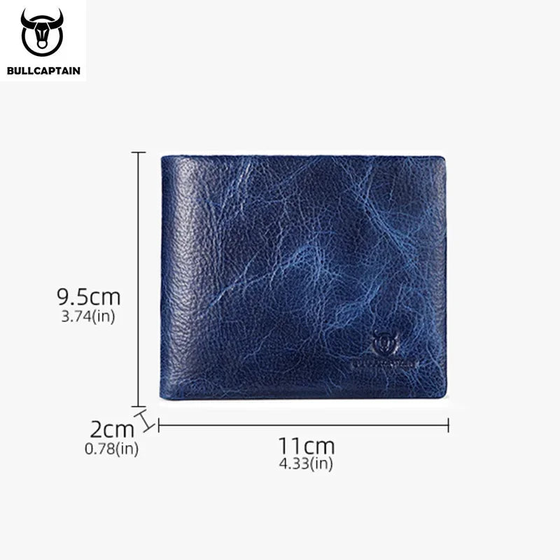 BULLCAPTAIN New Men's Leather Wallet RFID Function Fashion Business Multi-Card Men's Wallet Clip QB026