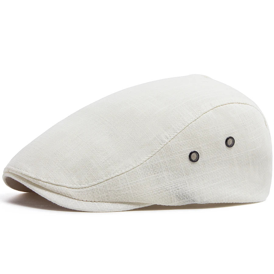 Men Linen Flat Cap Summer Breathable Newsboy Ivy Gatsby Beret Hat Wmoen Casual Vintage Driving Cabbie Hat With Ventilation Holes
