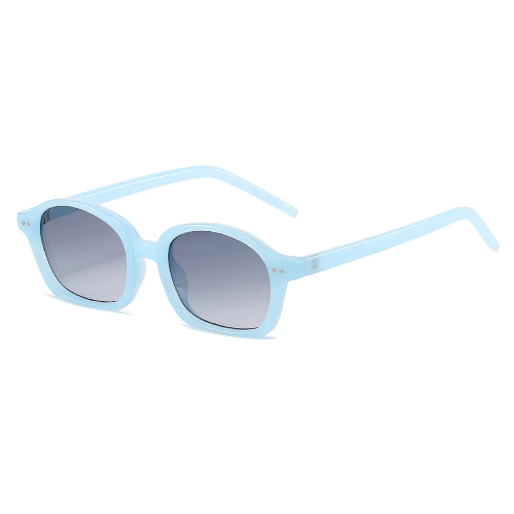 JNPCXI New Fashion Small Oval Jelly Color Women Sunglasses Shades UV400 Fashion Orange Gradient Men Punk Rivets Sun Glasses