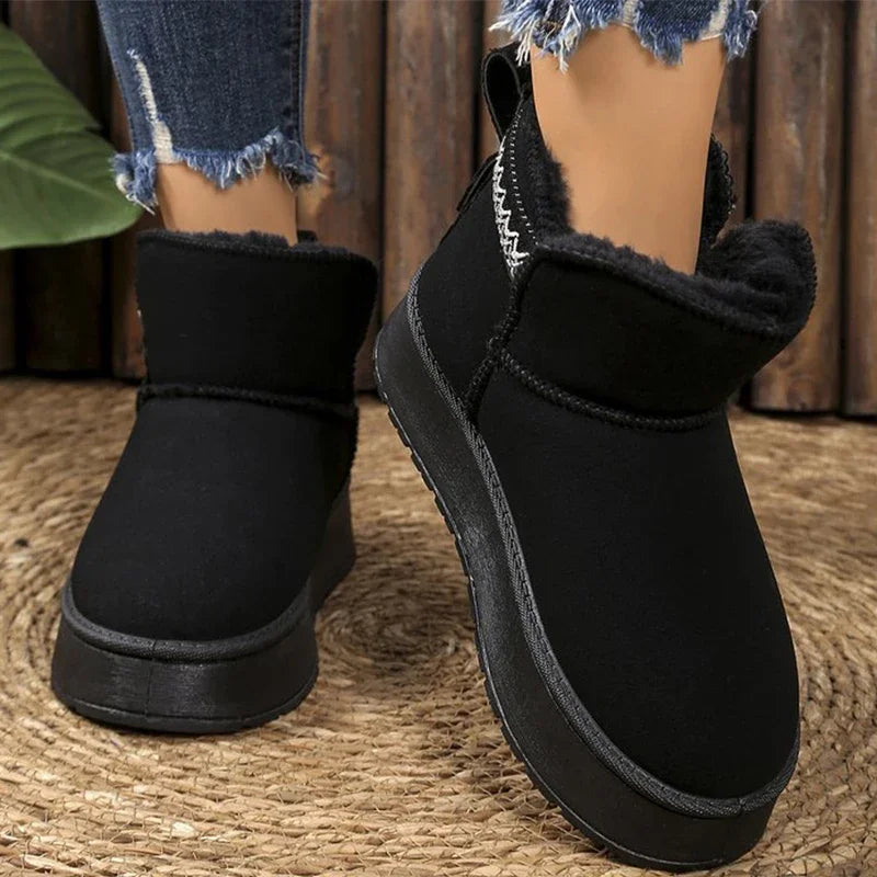 Warm Thicken Plush Snow Boots Women Zipper Non Slip Platform Winter Boots Woman Thick Sole Cotton Ankle Booties Plus Size 42