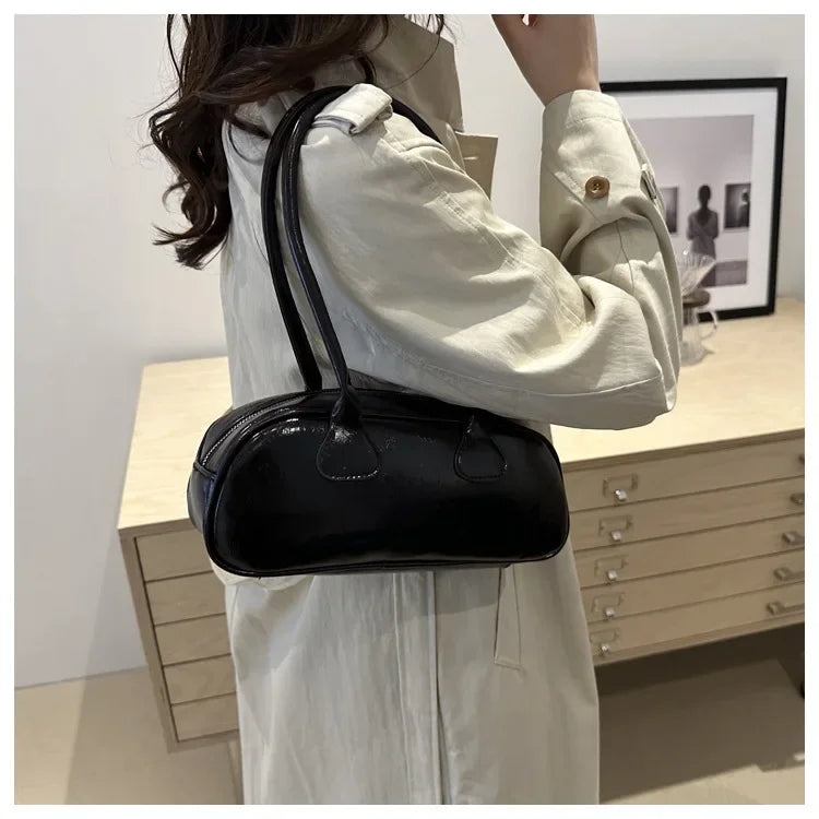 Advanced Sense Retro Pu Zipper Ladies Shoulder Bags Light Luxury Bags for Women