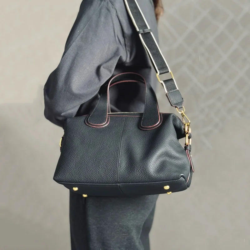 Women's Bag 2025 Trend Natural Cow Leather Bag Female Retro Cowhide Crossbody Bags Ladies Large Capacity Shoulder Bag Women