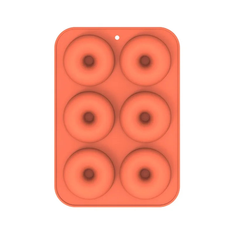 1pc 6-Cavity Silicone Donut Mold, Oven-Safe Silicone Round Donut Mold, Food-Grade Donut Baking Pans for Birthday Holiday Treats