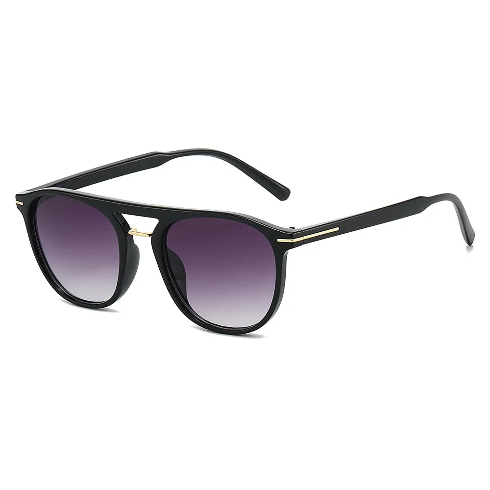 JNPCXI New Fashion Square Sunglasses Women Double Bridges Green Stripe Gradient Shades Men Trending Sun Glasses UV400