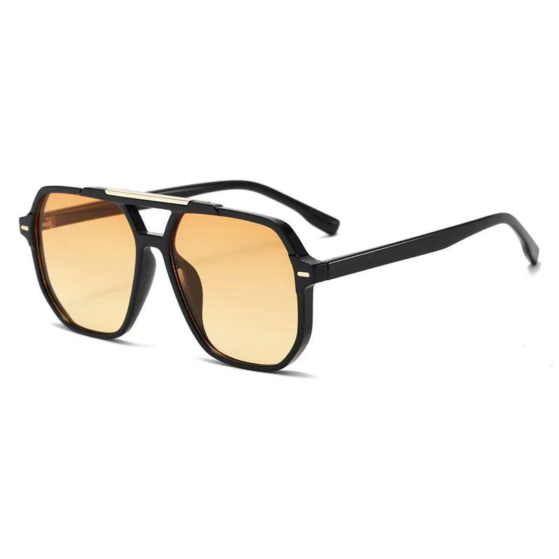 JNPCXI New Retro Double Bridges Square Women Sunglasses Fashion Green Pink Gradient Shades UV400 Men Rivets Sun Glasses