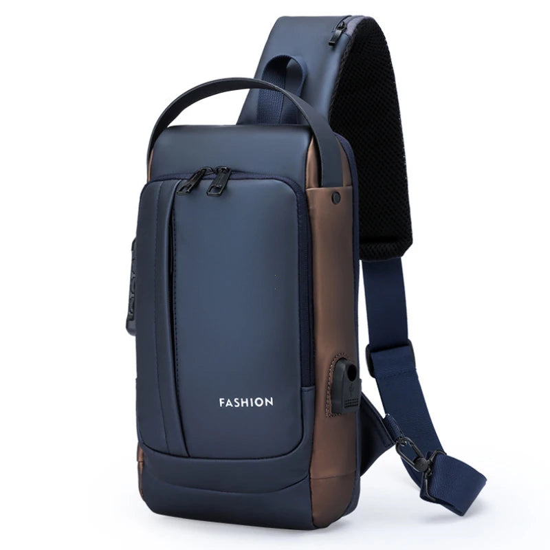 Password Lock Anti-theft USB Men's Bag Men's Chest Bag Casual Sports Travel Backpack Shoulder Crossbody Bag Men Motorcycle Bags