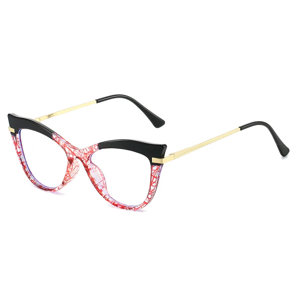 JNPCXI New Cat Eye Double Color Sunglasses Women Fashion Gradient Shades UV400 Eyeglass Frame Men