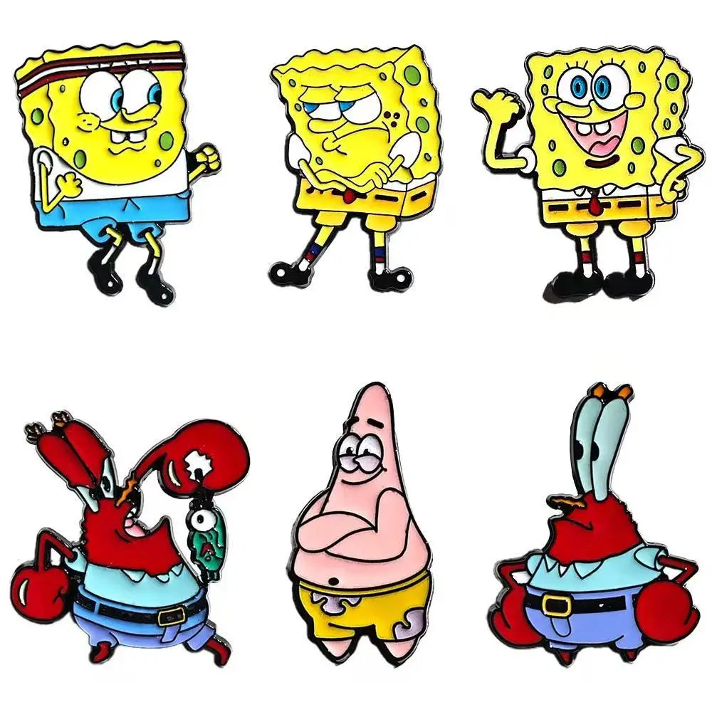 6 PCS Cute  Character Enamel Pins – Funny Cartoon Brooches for Backpack Decor, Birthday Gifts for Kids & Anime Lovers