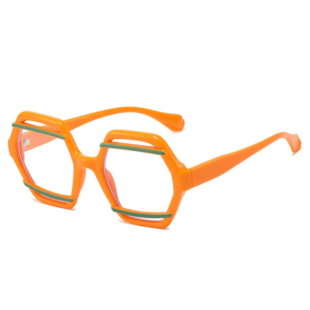 JNPCXI Retro Polygon Jelly Tea Sunglasses Women Fashion Gradient Eyewear Shades UV400 Men Rivets Sun Glasses