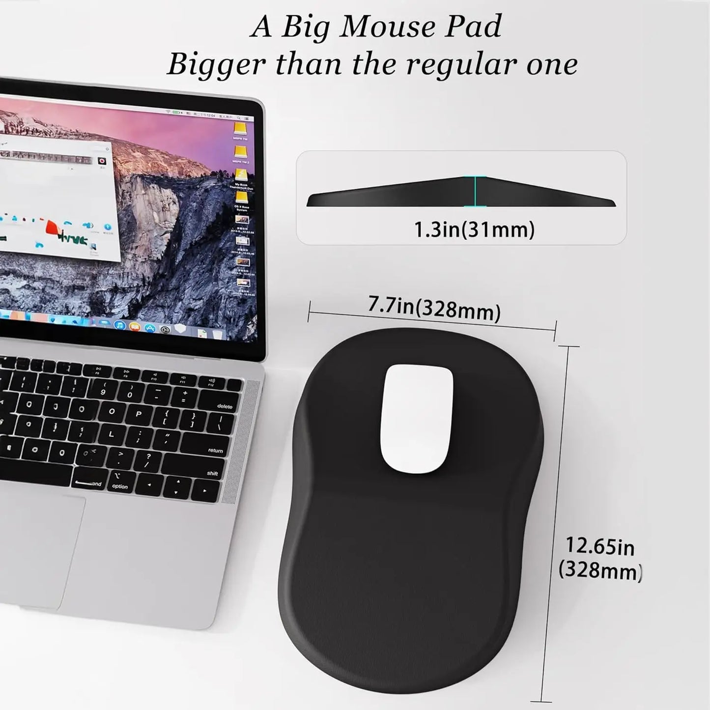 Ergonomic Mouse Pad Wrist Support,Pain Relief Mouse Pad with Wrist Rest,Entire Memory Foam Mouse Pad with Non-Slip PU Base