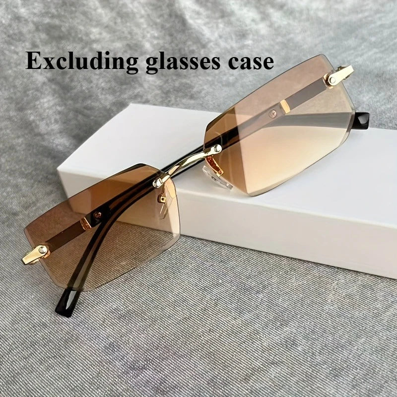 1PairY2K Inspired Rimless Fashion Glasses Decorative Eyewear for Men and Women Perfect for Casual Streetwear Parties and Holiday