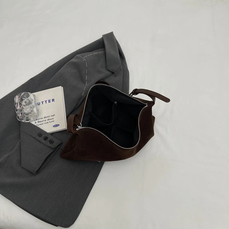 Women's Slouchy Vintage Frosted Suede Shoulder Underarm Bag Simple Tote Bag