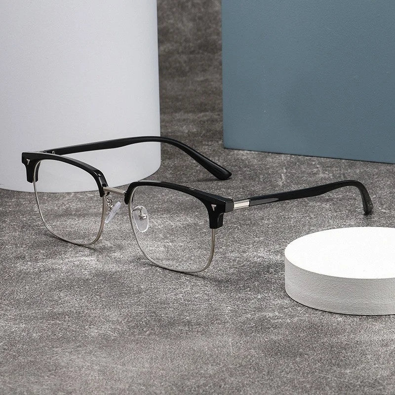 Men's high-definition anti blue light glasses - retro transparent lens full frame design fashionable unisex glasses
