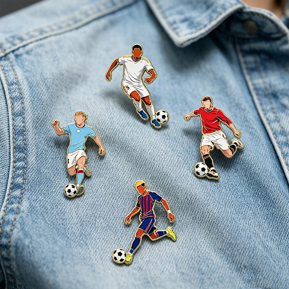 4/8 PCS 7th Football Player Enamel Brooch Goalkeeper Creative Design Sport Metal Badge Clothe Punk Lapel Pin Jewelry Friend Gift