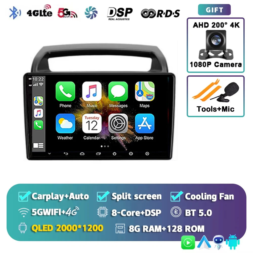 For KIA Carnival VQ 2006-2014 2K 12+256 QLED Android 15 CarPlay Car Radio Multimedia Video Player GPS stereo Head Unit 4G WIFI