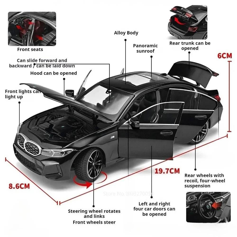 1:24 X5M 325Li Miniature Model Alloy Diecast Car Toys Rubber Tire Pull Back Doors Opened Shock Absorption Cars Fashion Ornaments