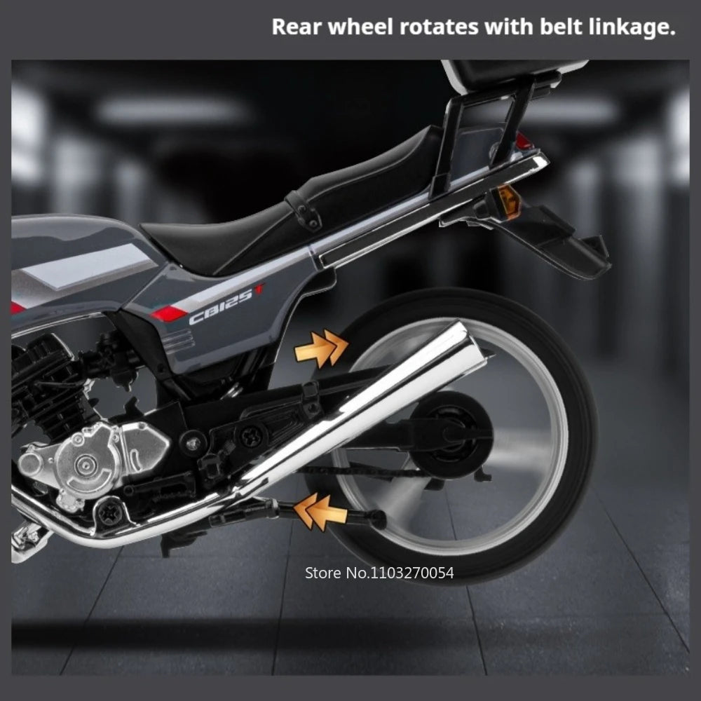 1:12 Honda CB125T Suzuki GN125 Miniature Model Toys Car Alloy Diecast Motorcycle Front Wheel Steering Sound Light Cars Boy Gifts