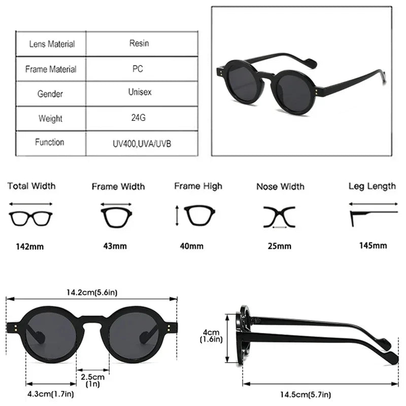 JNPCXI Retro Small Round Sunglasses Women Fashion Clear Ocean Lens Shades UV400 Men Rivets Trending Punk Sun Glasses