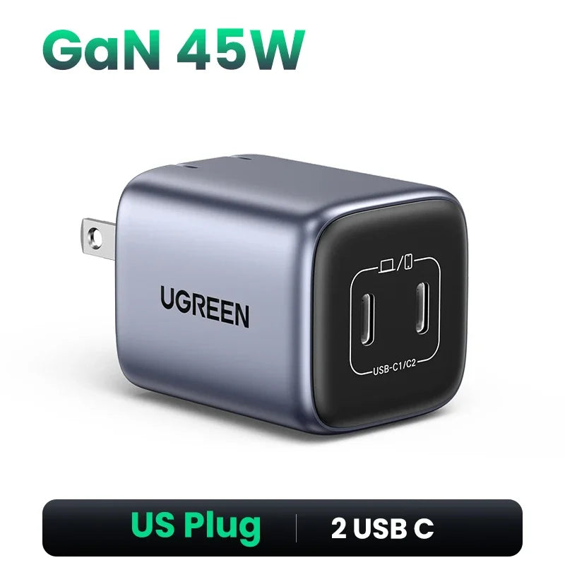 US Plug GaN 45W 20W USB Charger PD QC 3.0 Fast Quick Charger Iphone Samsung