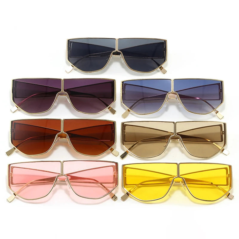 JNPCXI New Polygon Shield Sunglasses Women Luxury Brand Design UV400 Sunglass for Lady Steampunk Retro Shades