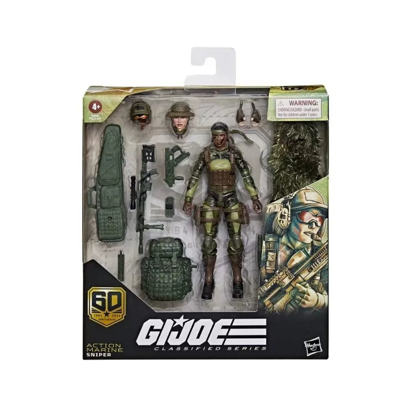 Original Hasbro G.I. Joe Classified Series 60th Anniversary Action Marine Sniper Action Figure Collection Toys Ornaments