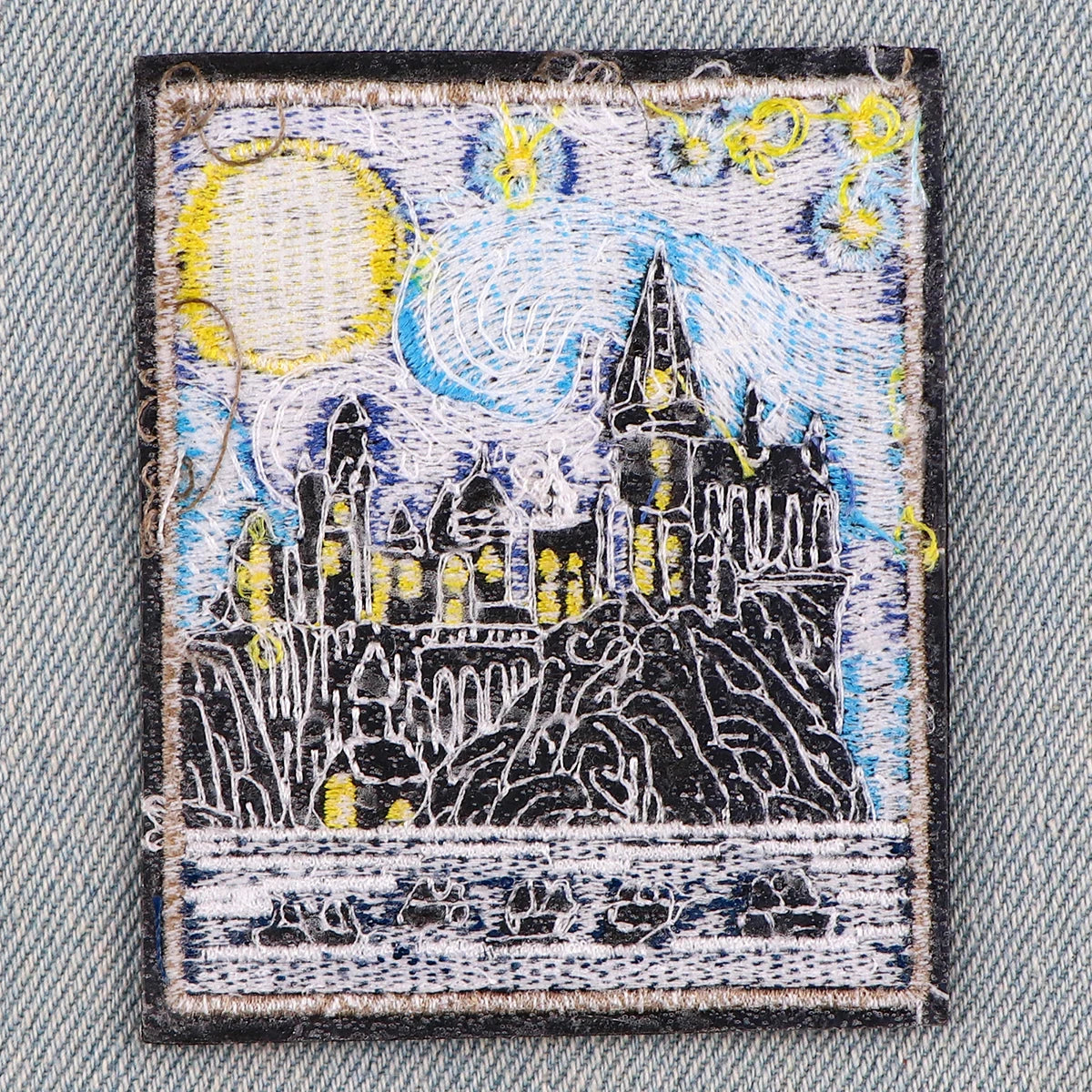 Van Gogh Art Oil Painting Embroidered Patches For Clothing Iron On Patches Starry Sky Patches For Clothes Applique Stripe Badges