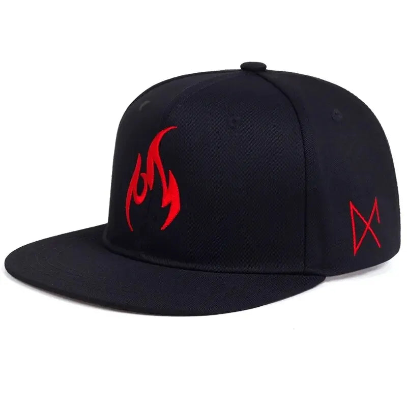 Unisex Flame Embroidery Hip-hop Hats, Adjustable Baseball Caps Sunscreen Hat