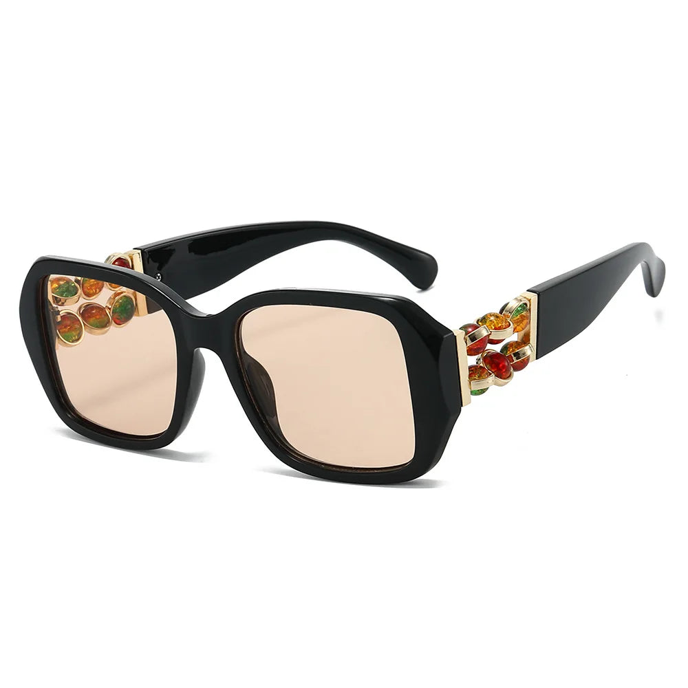 JNPCXI 2026 Women Luxury Sunglasses with Rhinestones Decoration Large Frame Wrap Designer Gift for Mother Fashion Glasses