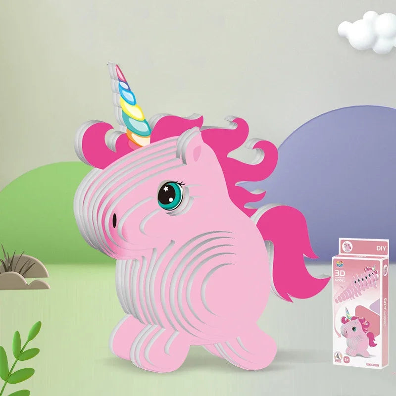 Unicorn Rabbit 3D Paper Puzzle For Kids Educational Montessori Toys Funny DIY Manual Assembly Model Toy For Boy Girl