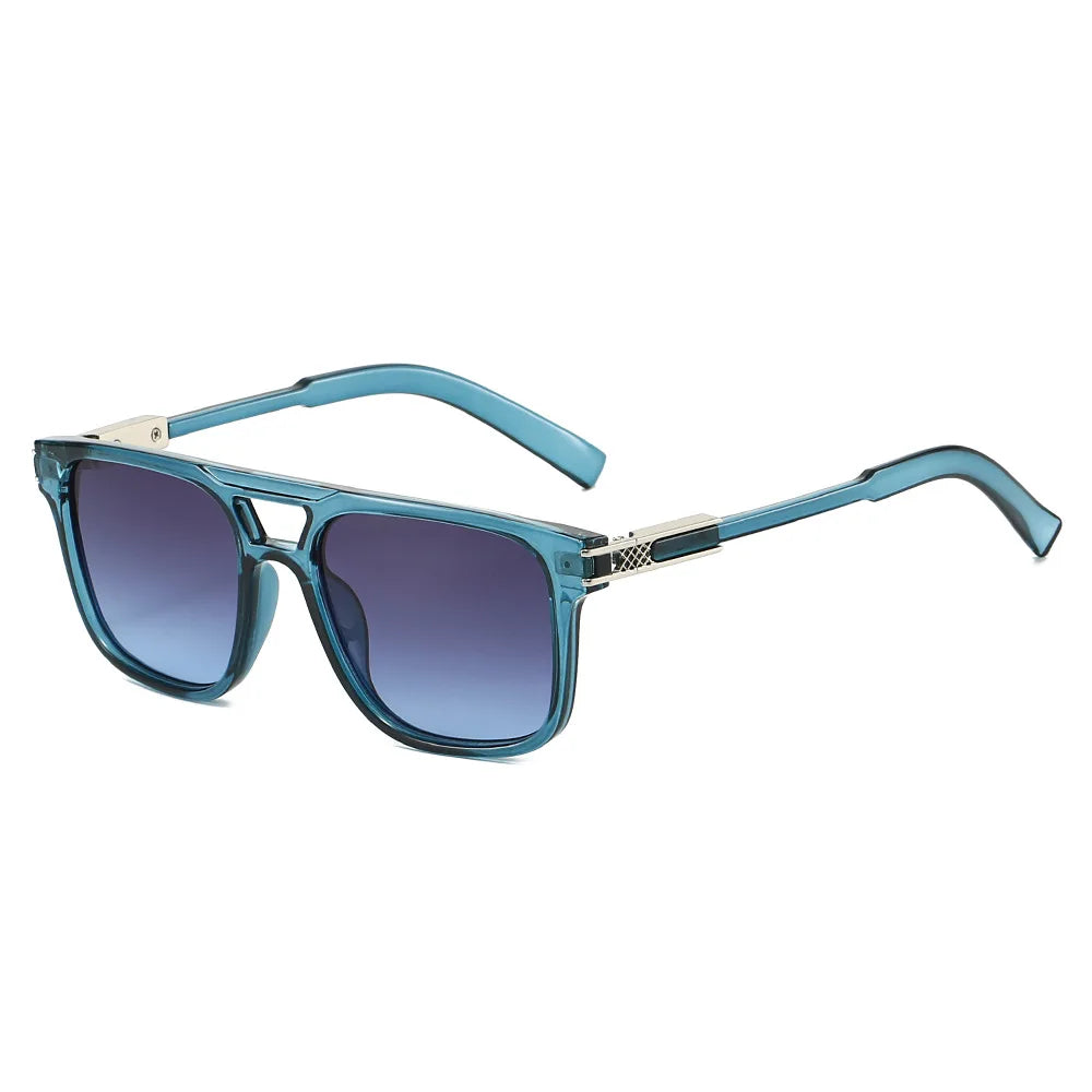 JNPCXI New Double Bridges Square Sunglasses Women Gradient Black Leopard Shades Men Sun Glasses UV400