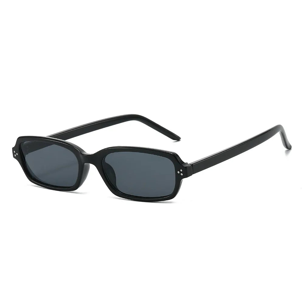 JNPCXI New Ins Popular Small Rectangle Sunglasses Fashion Candy Color Women UV400 Retro Rivets Men Clear Lens Frame
