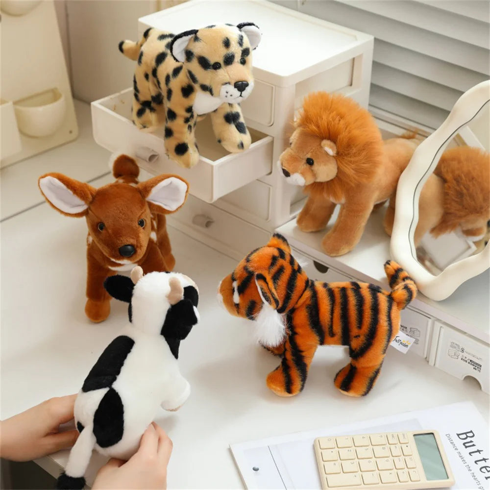 20cm Forest Standing Animals Plush Toy Cute Giraffe Lion Fox Tiger Birthday Gift  Accompany Appease Dolls Christmas pre