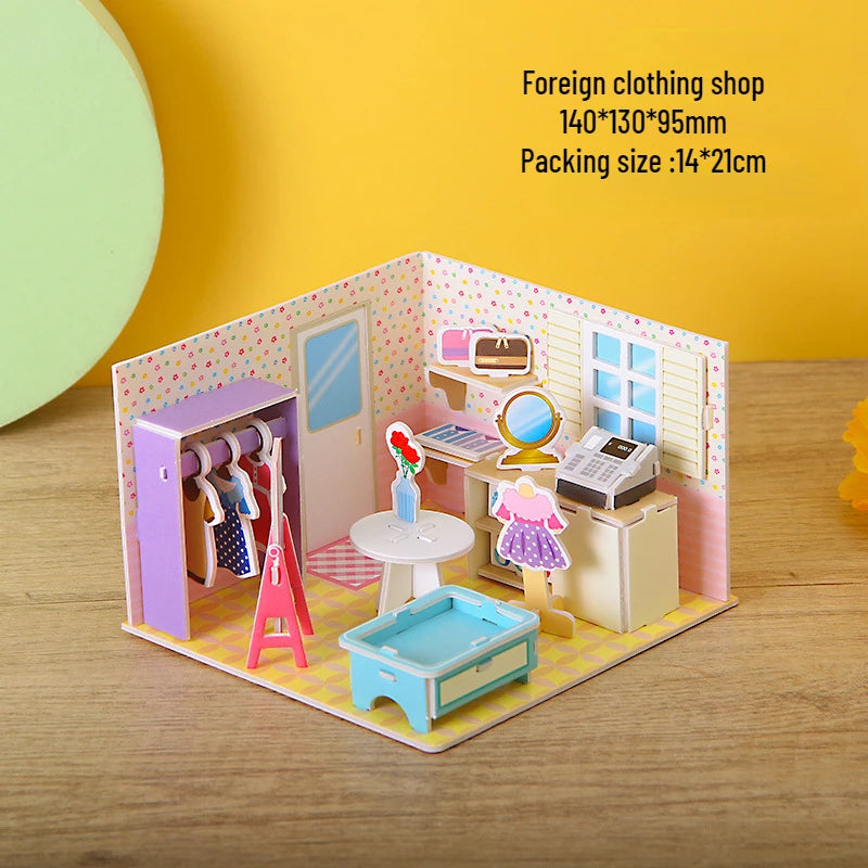 Paper 3d Children's Puzzle Toys Girl Room Shop Handmade DIY Children's Three-dimensional Puzzle Educational Toys Coffee Shop