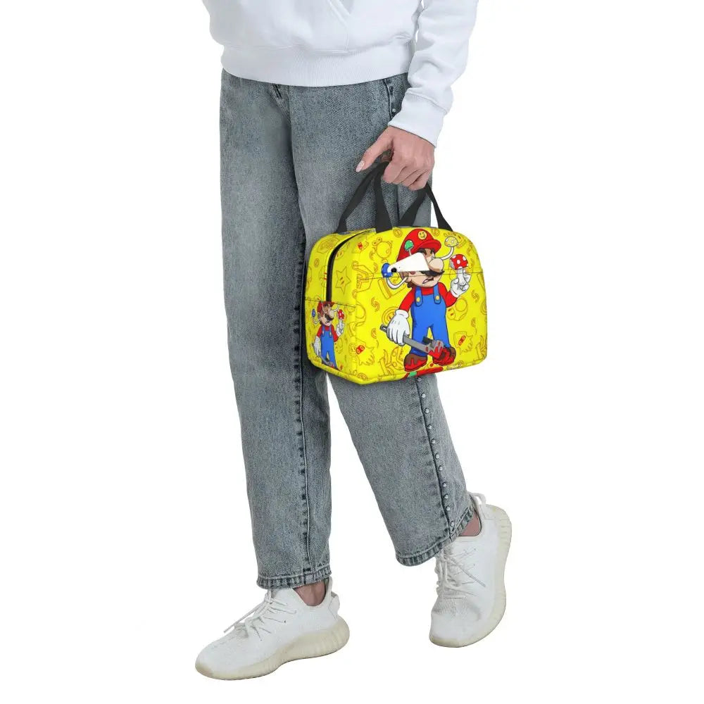 Custom Mario SuperBros Insulated Lunch Bag Reusable Thermal Cooler Lunch Box M19
