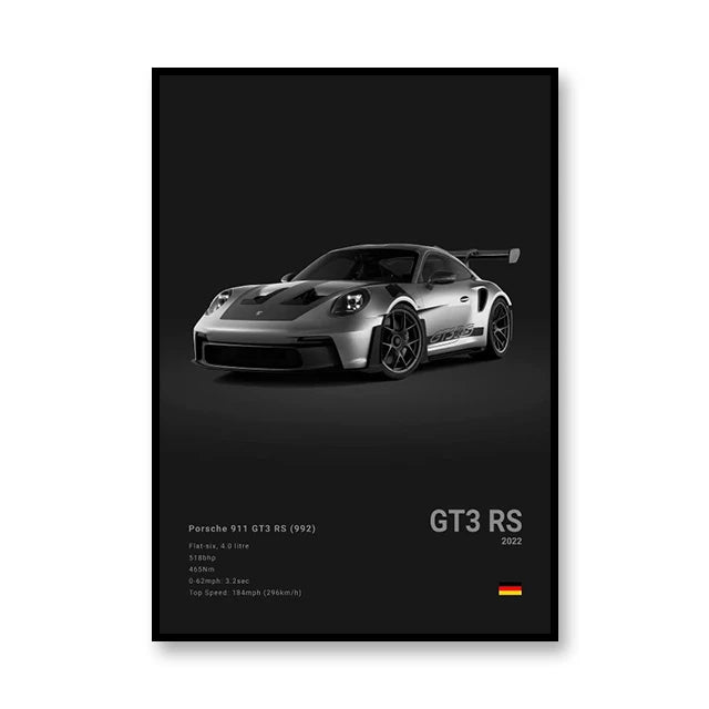 2022 Porsche GT3 RS Famous Brand Cars Canvas Wall Art Poster Print Room Decor