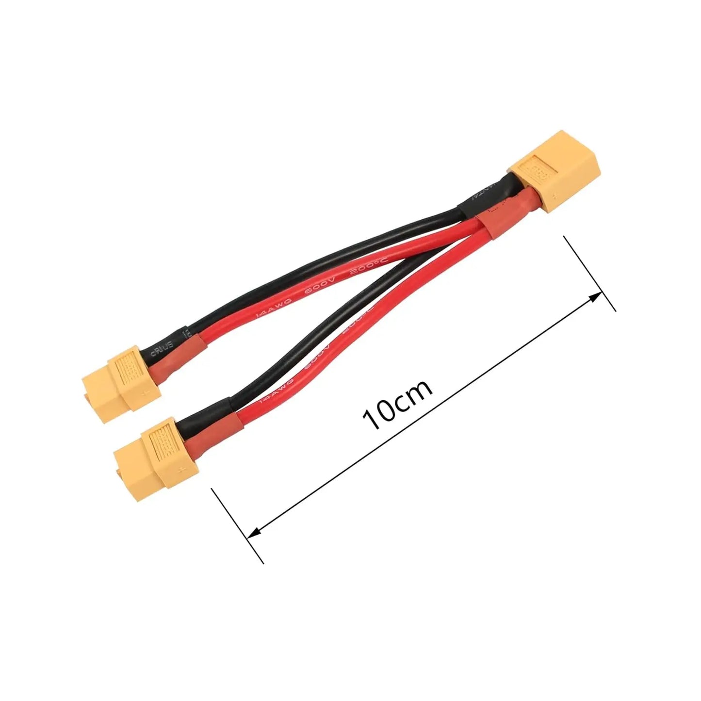 XT60 Parallel Battery Connector Cable,14AWG 1 Female to 2 Male Y Splitter Adapter Cable,10cm/3.93inch for RC Multicopter Quadcop