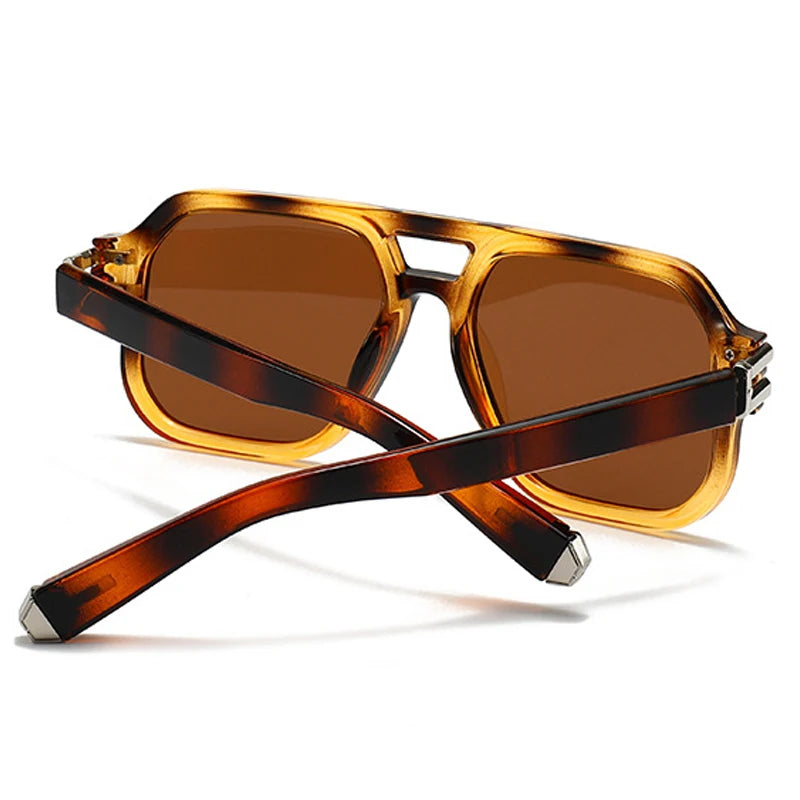 JNPCXI Polarized Fashion Square Sunglasses Men Gradient Shades UV400 Vintage Rivets Women Trending Sun Glasses