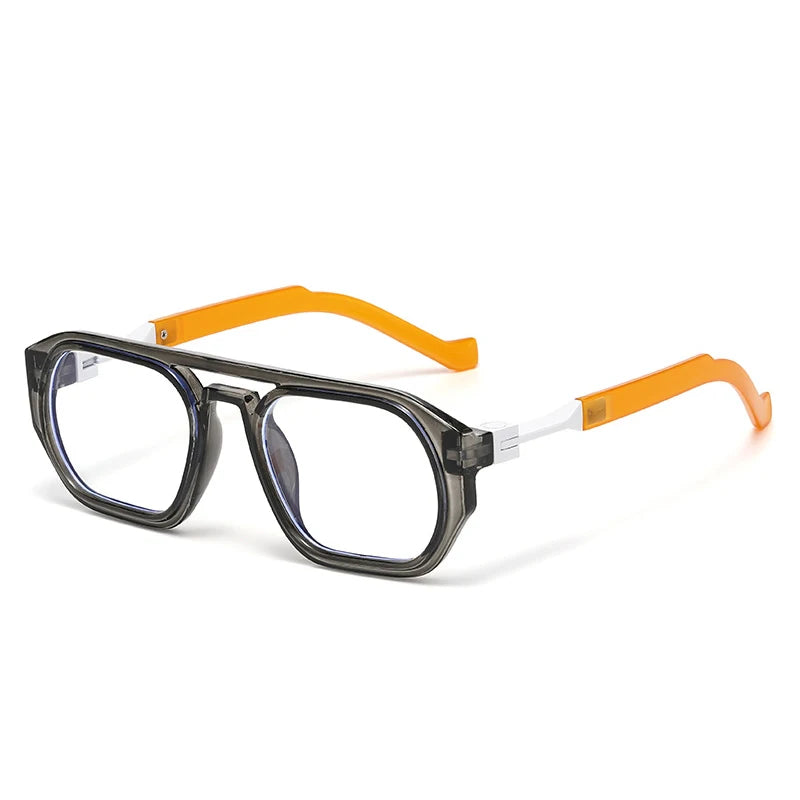 JNPCXI New Retro Polygon Square Double Bridges Women Sunglasses Shades Black Fashion Clear Gradient Lens Men Trending Frame
