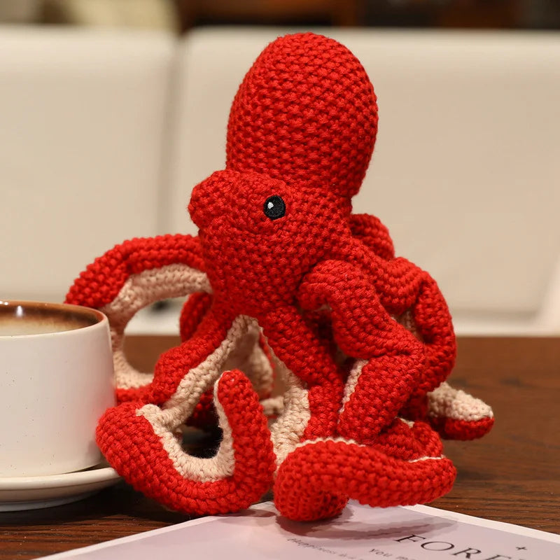Cute Knitted Cartoon Animal Toy Stuffed Cow Cattle Fox Dinosaur Whale Shark Sitting Standing Small Appeasing Gift