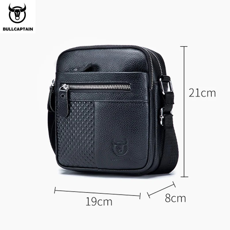 BULLCAPTAIN 2021 New Simple Men's Shoulder Bag High-Quality Leather Crossbody Bags Male Large-Capacity Square Bag's Man