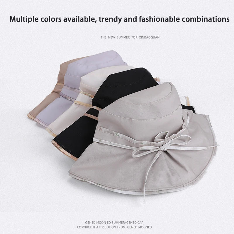 6144-New spring and summer outdoor sun protection hats for ladies, stylish and versatile wide-brimmed fisherman hats,suitablefor