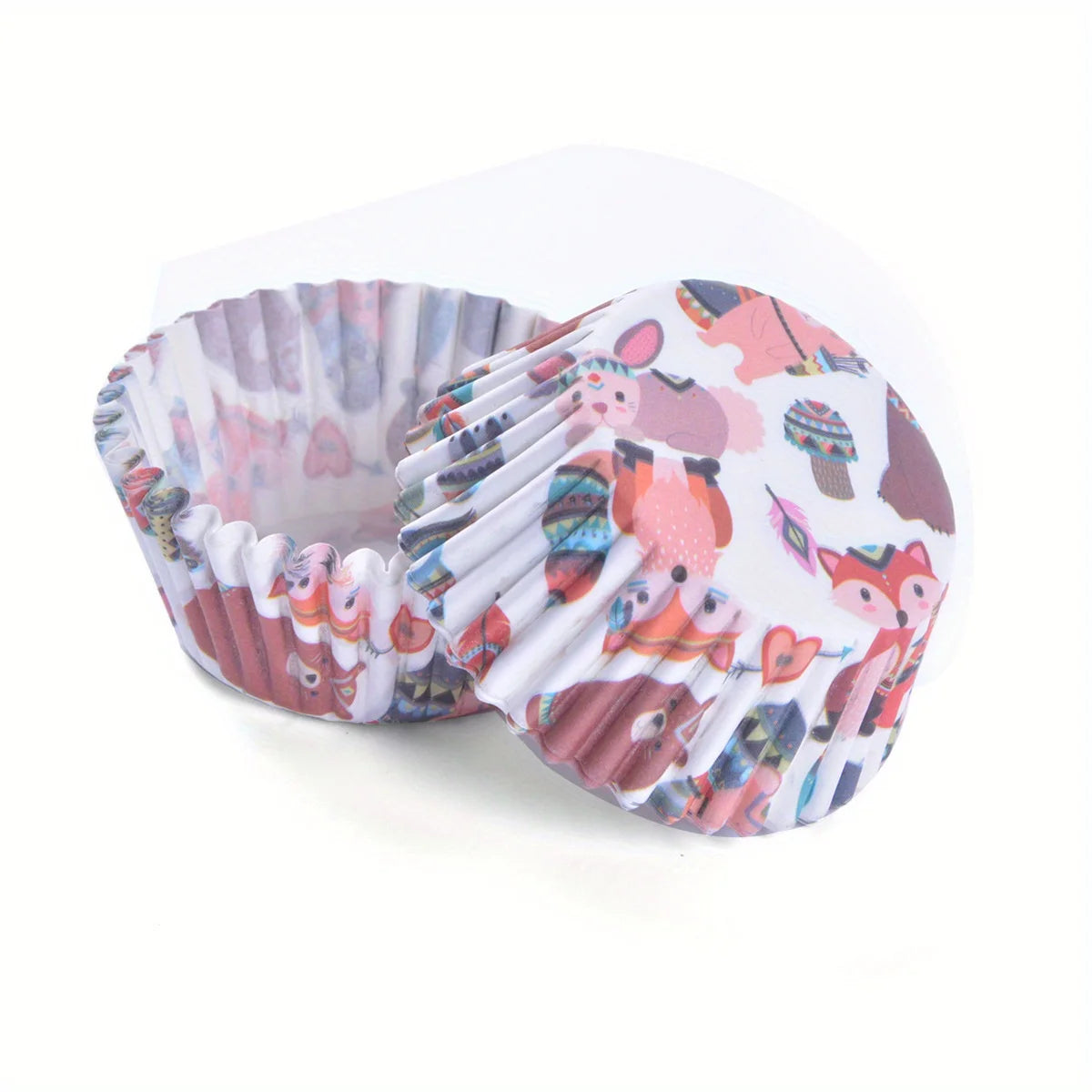 100pcs Mini Cake Liner Stand Cake Greaseproof Paper Tray Cupcake Cups, Cute Pattern, for Birthday Party Favors, Baking