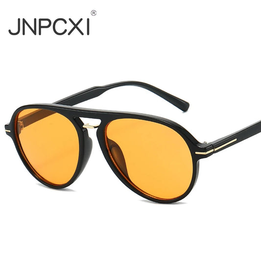 JNPCXI New Fashion Pilot Sunglasses Women Double Bridges Shades Retro Men Candy Color Gradient Trending Sun Glasses UV400
