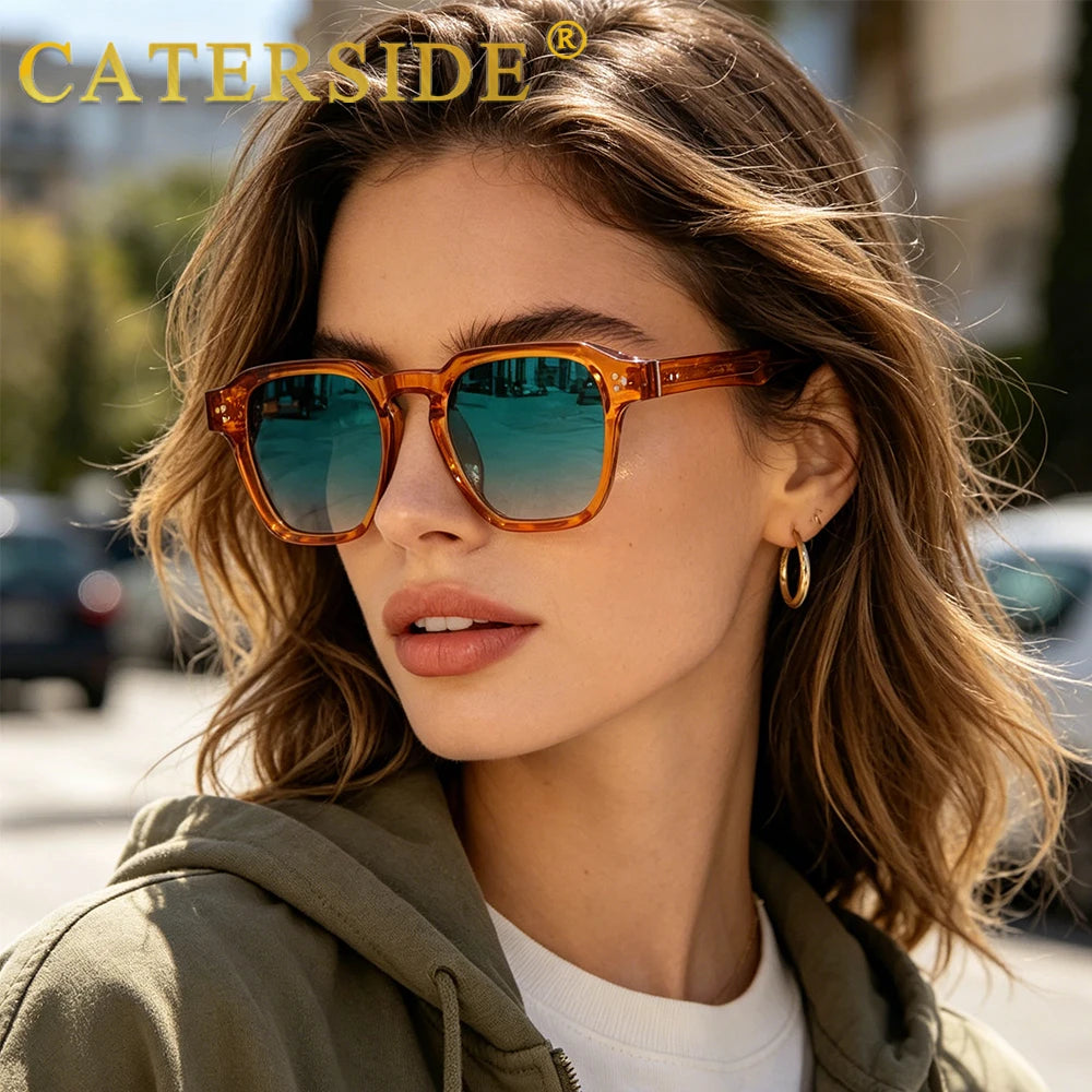 CATERSIDE Square Fashion Sunglasses Men Core Insert Temple Luxury Brand Sun Glasses Women Travel Beach Party Festival Gifts