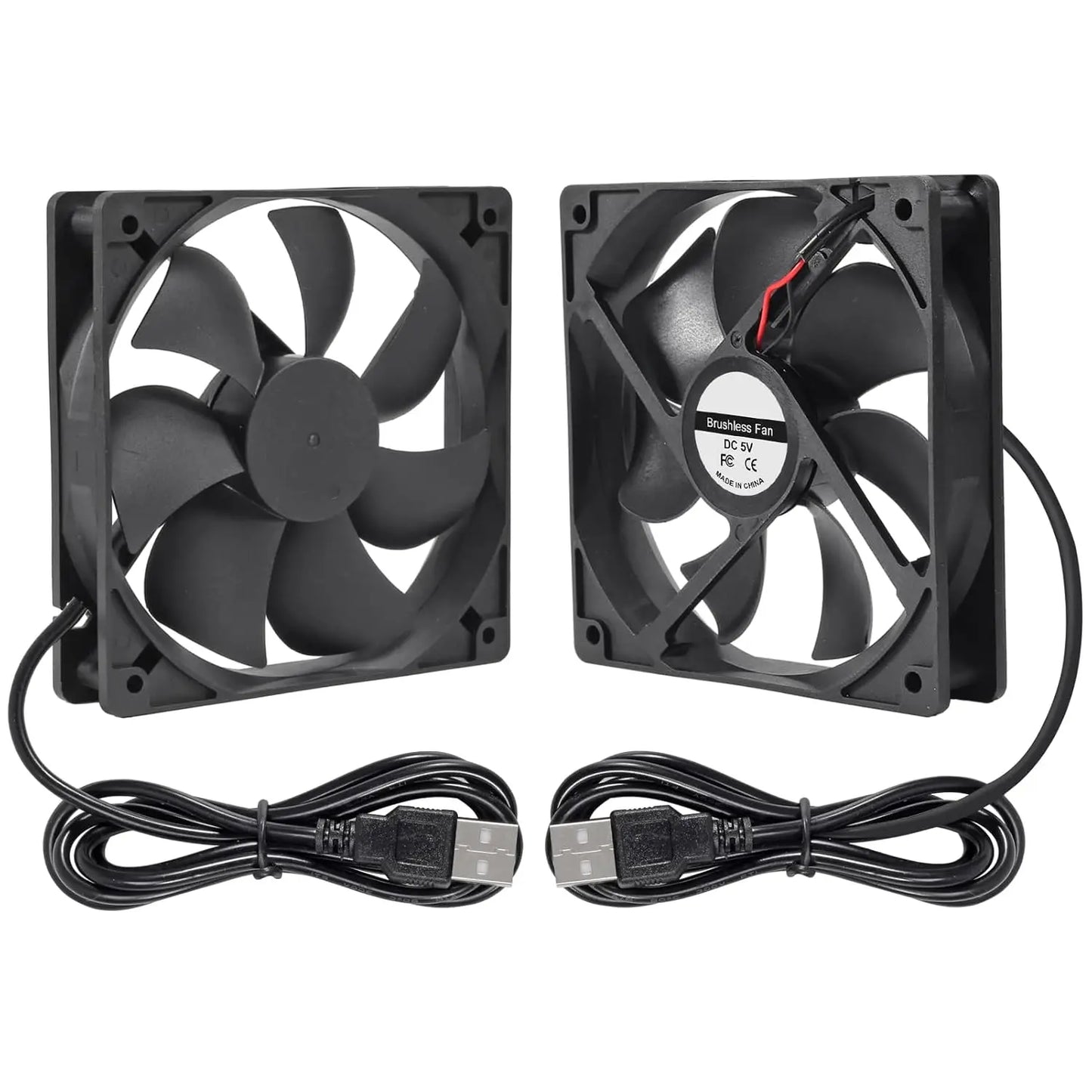 2PCS 12025 Fan 120x120x25mm DC 5V 120mm x 25mm USB Brushless Cooling PC Fan, Replacement Ball Bearing 120mm Fan for Cooling DIY