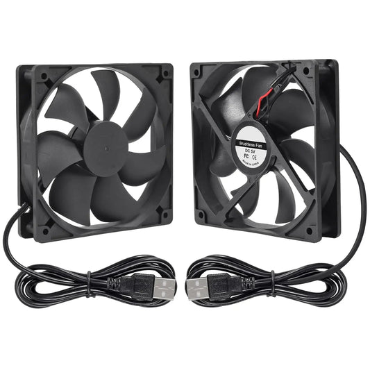 2PCS 12025 Fan 120x120x25mm DC 5V 120mm x 25mm USB Brushless Cooling PC Fan, Replacement Ball Bearing 120mm Fan for Cooling DIY