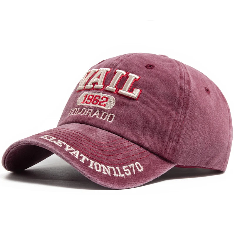 Men's Baseball Cap Fashion VAIL Letter Embroidered Cotton Soft Top Women Hats Summer Casual Travel Visor Caps Trucker Hat Unisex