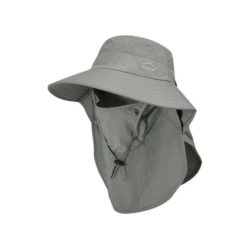 Xinbaoguan 100% polyester 9254 spring/summer outdoor fisherman hat face mask, sun protection hat, large brim shawl sun hat