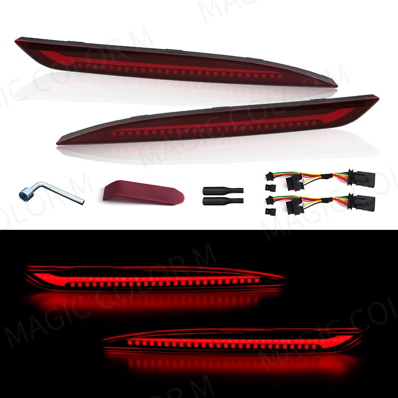For Tesla Model 3 Model Y 2017 2018 2019 2020 2021 2022 Led Rear Bumper Reflector 3 Functions Brake Light Dynamic Turn Signal