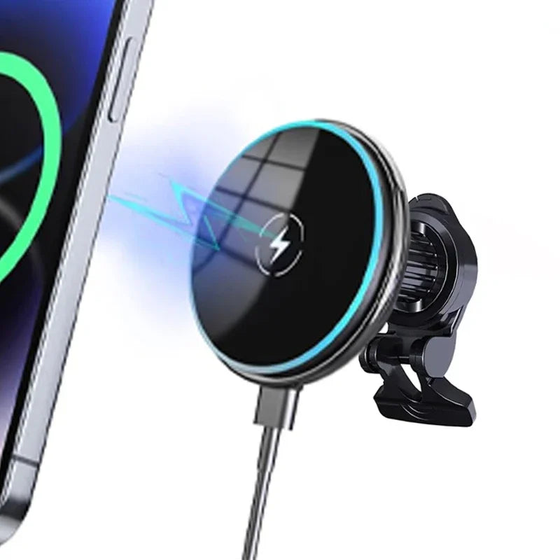 Wireless Charge Stand Air Vent Chip Phone Holder Car Fast Charging for MagSafe Charger For iPhone 17 16 15 14 13 Pro Max samsung